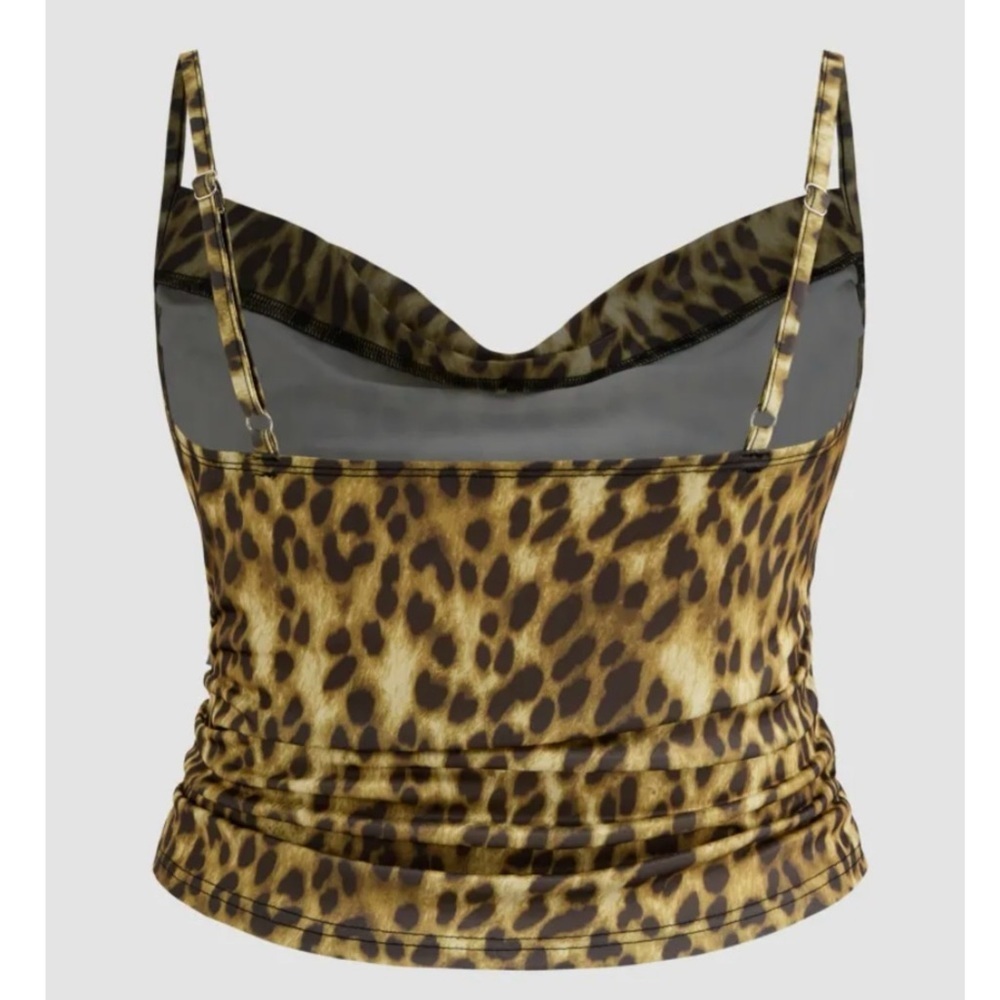 COWL NECK LEOPARD RUCHED CAMI TOP CURVE & PLUS NWT - Picture 3 of 17